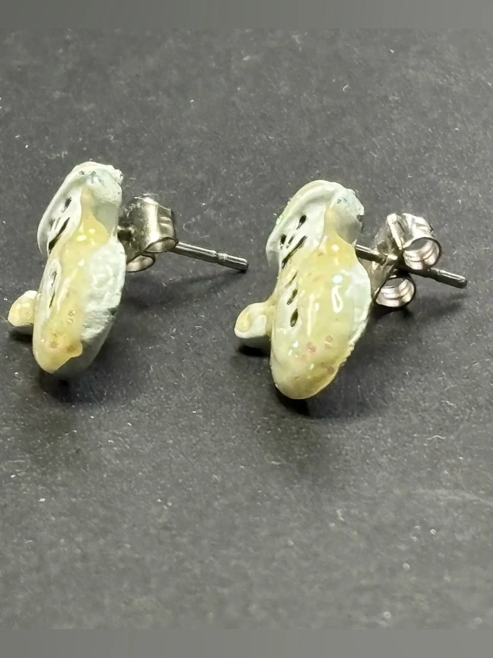 Kids Iridescent White Snowman Stud Earrings